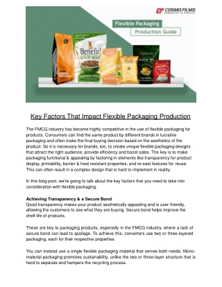 Key Factors That Impact Flexible Packaging Production