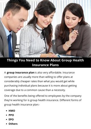 Things You Need to Know About Group Health Insurance Plans