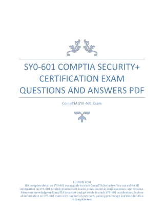 SY0-601 CompTIA Security  Certification Exam Questions and Answers PDF