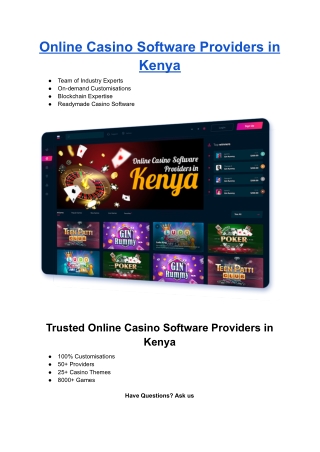 Online Casino Software Providers in Kenya