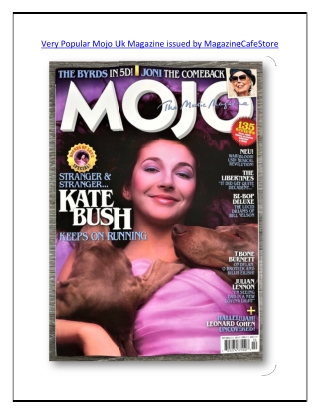 Very Popular Mojo Uk Magazine issued by MagazineCafeStore