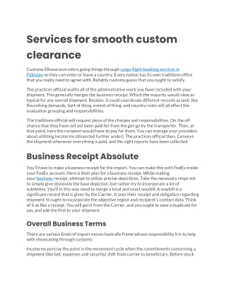 Services for smooth custom clearance