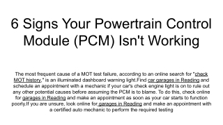6 Signs Your Powertrain Control Module (PCM) Isn't Working