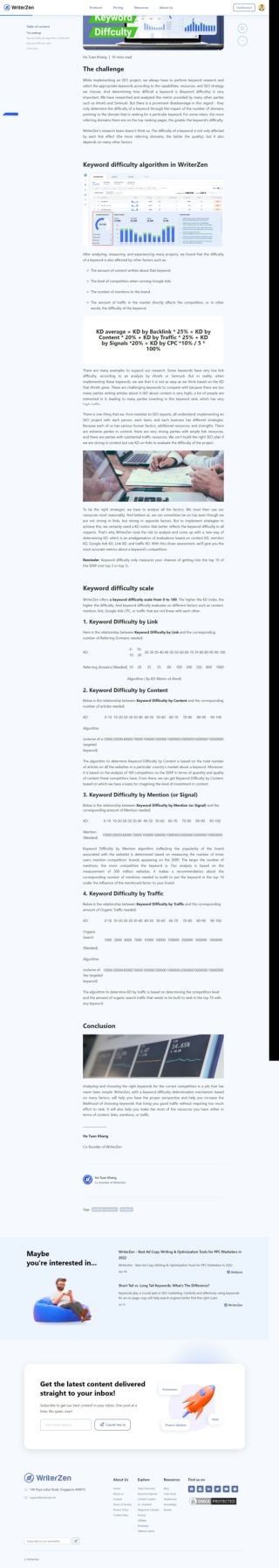 WriterZen - What is Keyword Difficulty_ How is it scored