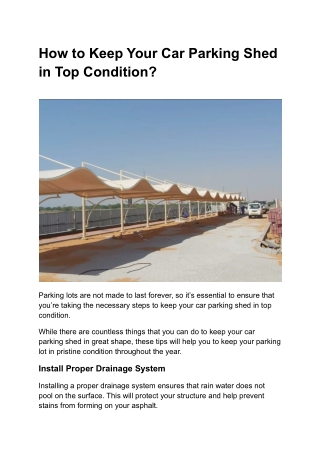 How to Keep Your Car Parking Shed in Top Condition