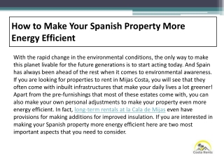 How to Make Your Spanish Property More Energy Efficient