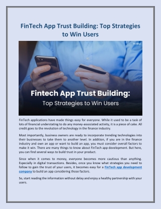 FinTech App Trust Building: Top Strategies to Win Users