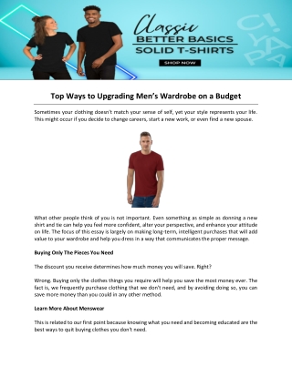 Top Ways to Upgrading Men’s Wardrobe on a Budget