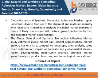 Global Natural and Synthetic Biomedical Adhesives Market is Projected to Hit at
