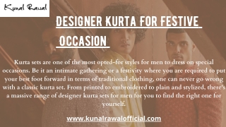 Buy Designer Kurta For Festive Occasion | Kunal Rawal