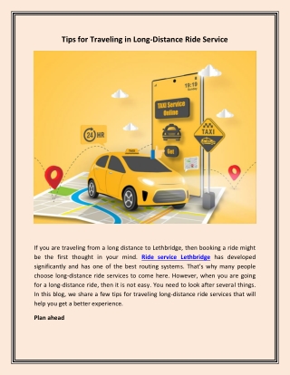 Tips for travelling in long distance ride service