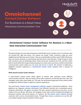 Omnichannel Contact Center Software For Business is a Must-Have Interactive Communication Tool