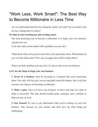 _Work Less, Work Smart__ The Best Way to Become Millionaire in Less Time