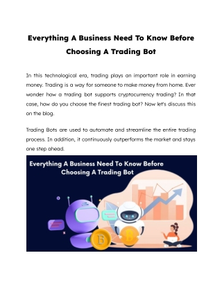 Everything A Business Need To Know Before Choosing A Trading Bot