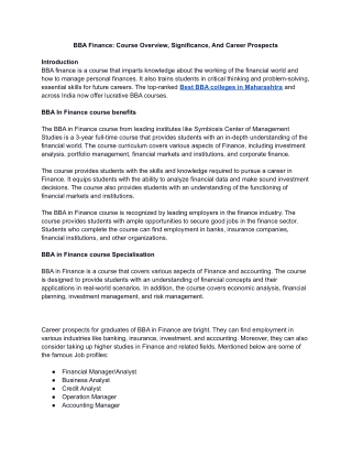 BBA Finance: Course Overview, Significance, And Career Prospects