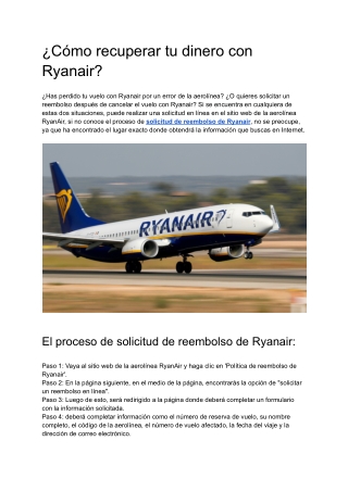 ¿Cómo recuperar tu dinero con Ryanair