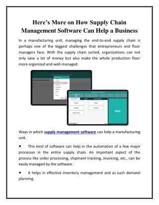 Here’s More on How Supply Chain Management Software Can Help a Business