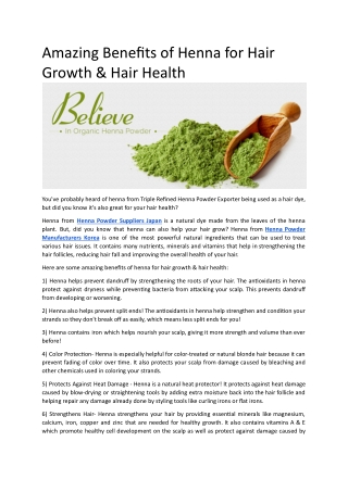 Amazing Benefits of Henna for Hair Growth & Hair Health