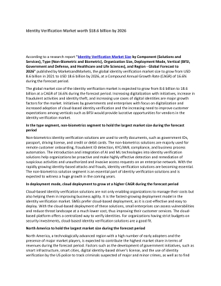 Identity Verification Market worth $18.6 billion by 2026