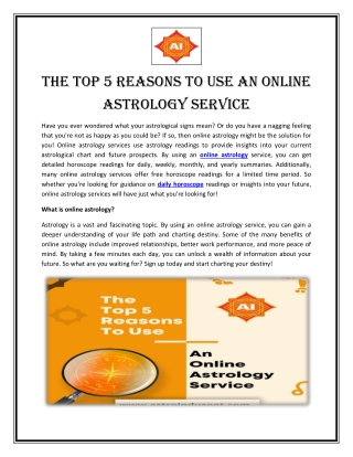 The Top 5 Reasons to Use an Online Astrology Service