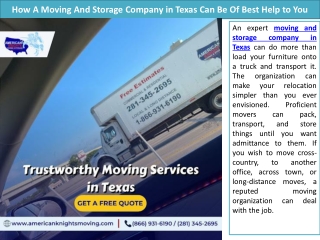 How A Moving And Storage Company in Texas Can Be Of Best Help to You