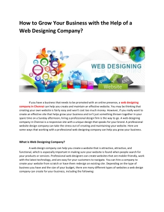 How to Grow Your Business with the Help of a Web Designing Company