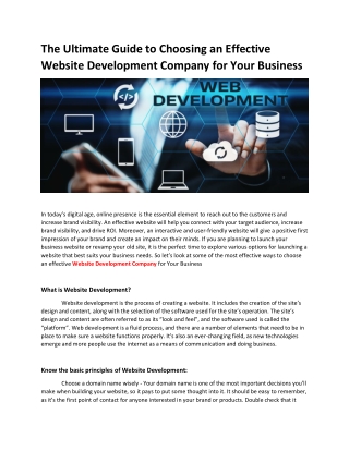 The Ultimate Guide to Choosing an Effective Website Development Company for Your Business
