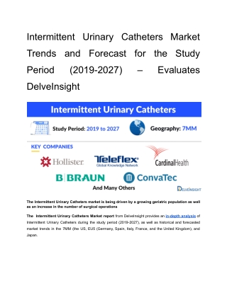 Intermittent Urinary Catheters Market Insights and Upcoming Market Trends