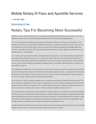 Mobile Notary El Paso and Apostille Services