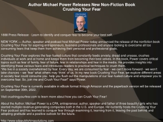 Author Michael Power Releases New Non-Fiction Book Crushing Your Fear