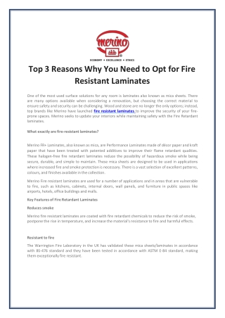 Top 3 Reasons Why You Need to Opt for Fire Resistant Laminates