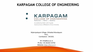 Best Engineering College - Karpagam College of Engineering