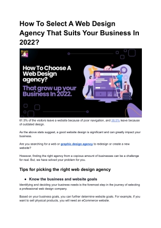 How To Select A Web Design Agency That Suits Your Business In 2022