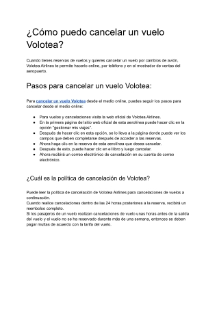 ¿Cómo puedo cancelar un vuelo Volotea