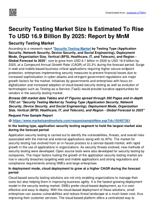 Security Testing Market Surge Valuation Of USD 16.9 billion By 2025