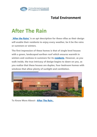 After The Rain | Total Environment Bangalore | Total Environment properties |