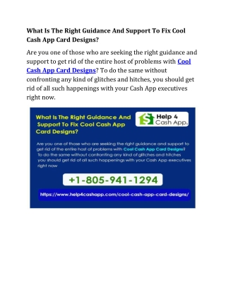 What Is The Right Guidance And Support To Fix Cool Cash App Card Designs
