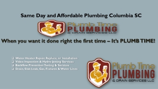 Same Day and Affordable Plumbing Columbia SC