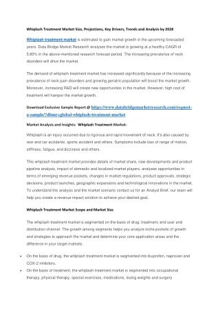 Whiplash Treatment Market Size, Projections, Key Drivers, Trends and Analysis by 2028