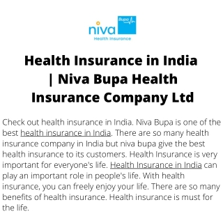 Health Insurance in India   Niva Bupa Health Insurance Company Ltd