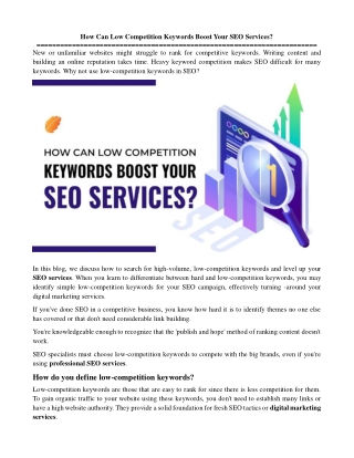 How Can Low Competition Keywords Boost Your SEO Services