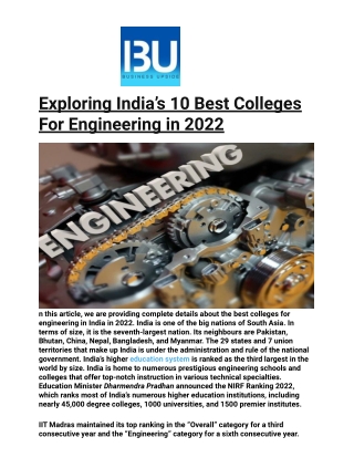 Exploring India’s 10 Best Colleges For Engineering in 2022