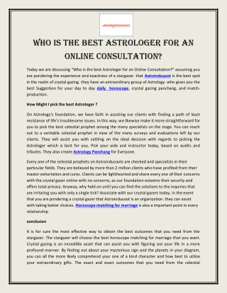 Who is the best astrologer for an online consultation