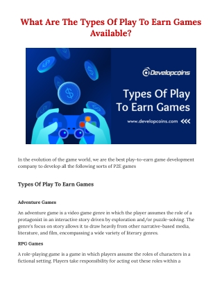 Types Of Play To Earn Games