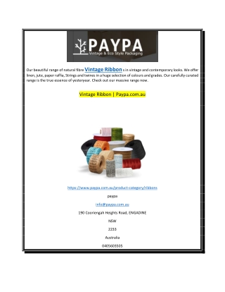 Vintage Ribbon  Paypa.com.au