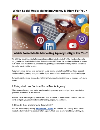 Which Social Media Marketing Agency Is Right For You?