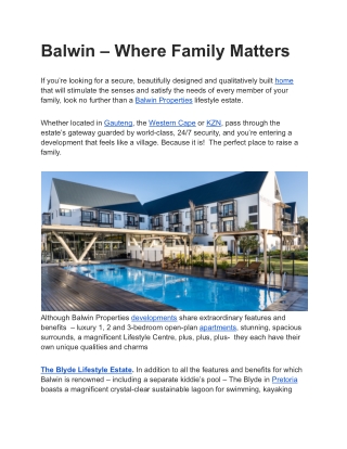 Balwin – Where Family Matters