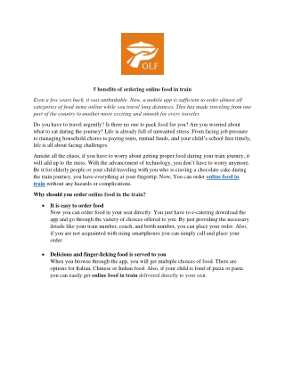 5 benefits of ordering online food in train