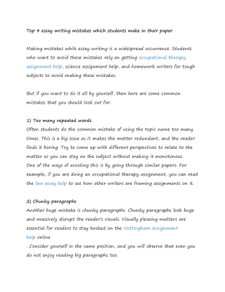Top 4 essay writing mistakes which students make in their paper