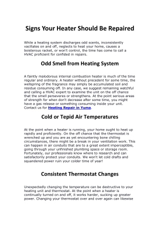 Signs Your Heater Should Be Repaired